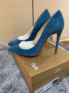 PRICE DROPPED TO SELL - Christian Louboutin Pigalle Follies 100 Veau Velours Celeste SIZE 35.5