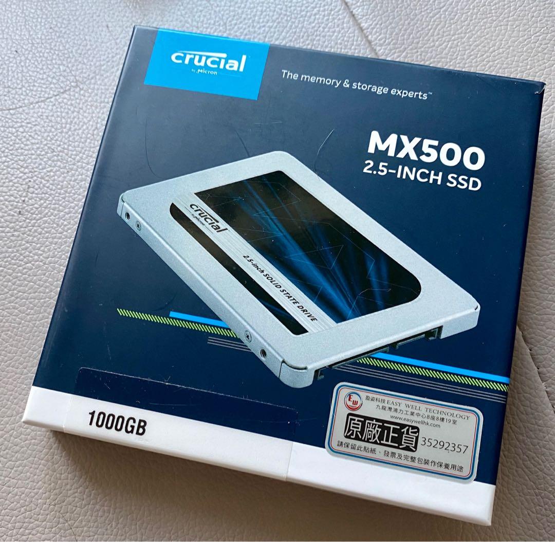 全新未開封Crucial MX500 1TB CT1000MX500SSD, 電腦＆科技, 電腦周邊及