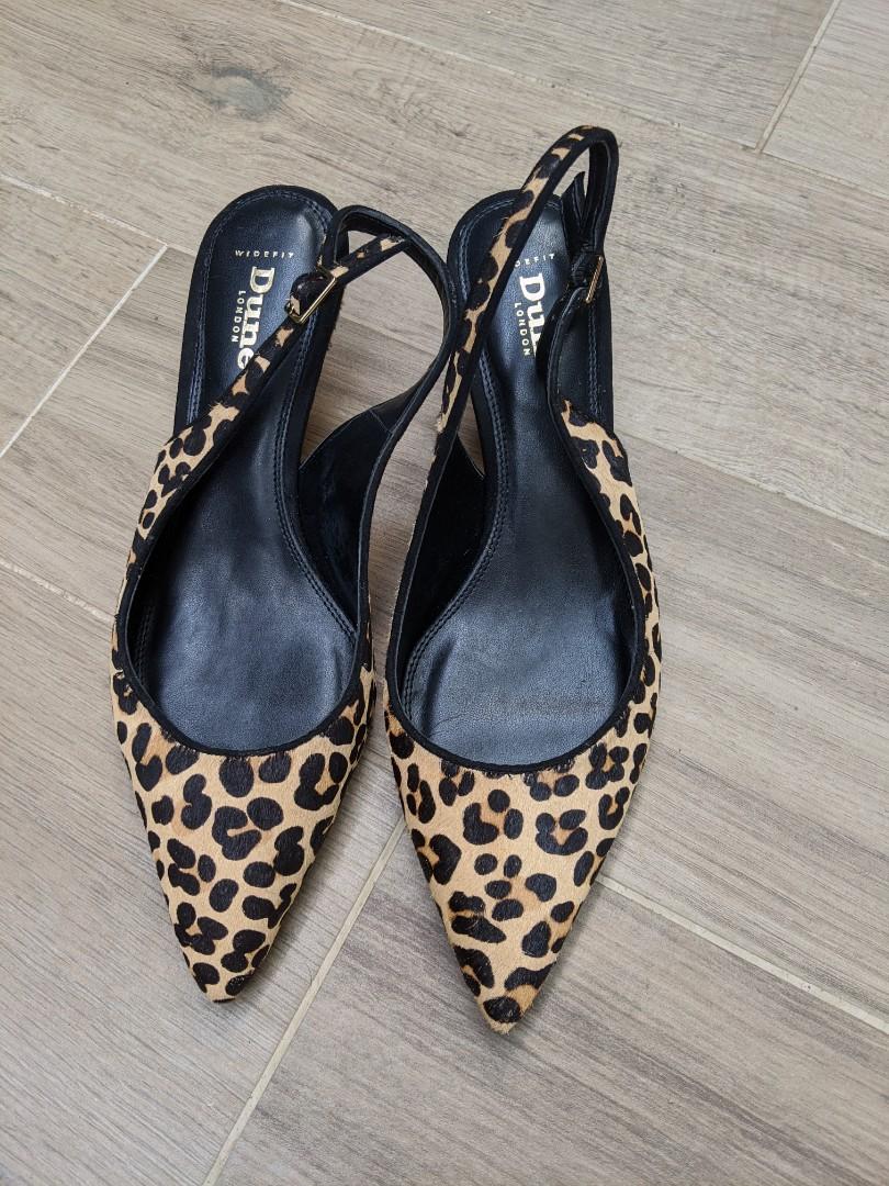 Dune Leopard Kitten Slingback Heels Wide Fit Women s Fashion
