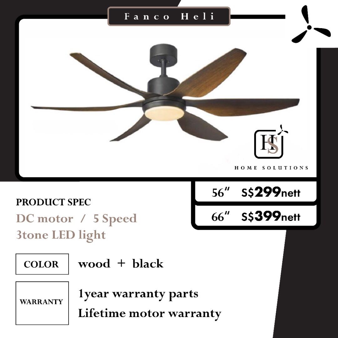 Fanco Heli 56/66 inch DC Ceiling Fan 