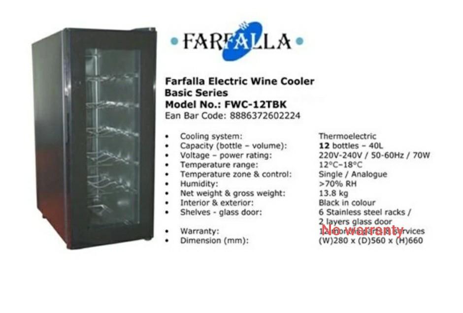 Farfalla Wine Cooler, TV & Home Appliances, Kitchen Appliances, Wine