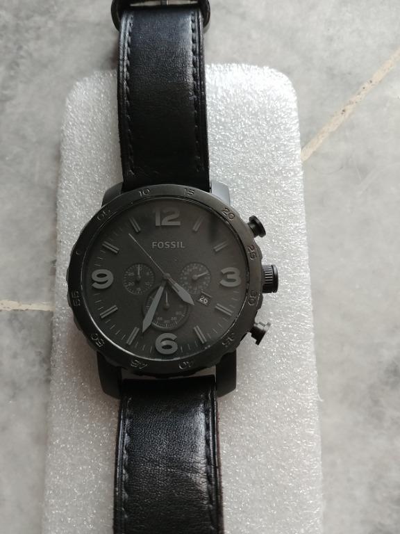 FOSSIL JR1354 Nate Watch Chronograph Leather Blackout Original