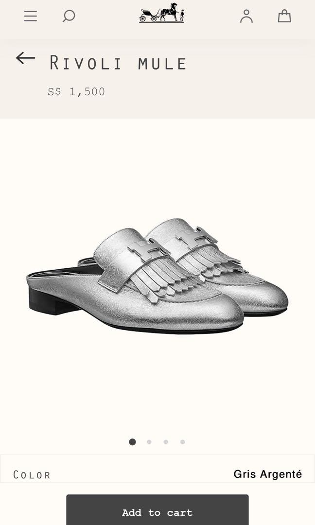 Hermes Rivoli Mule ( silver ) , Women's Fashion, Footwear, Loafers on  Carousell