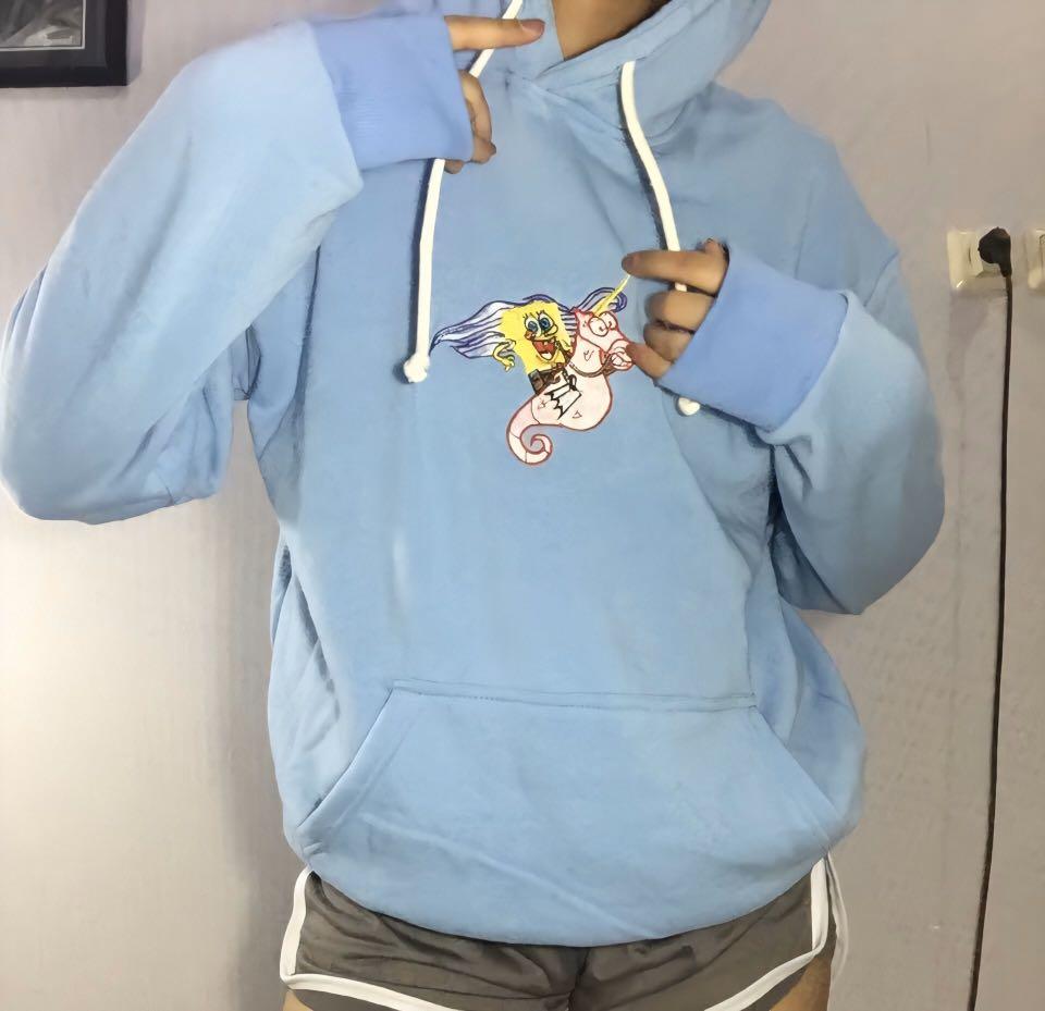 Hoodie H M Spongebob Baby Blue