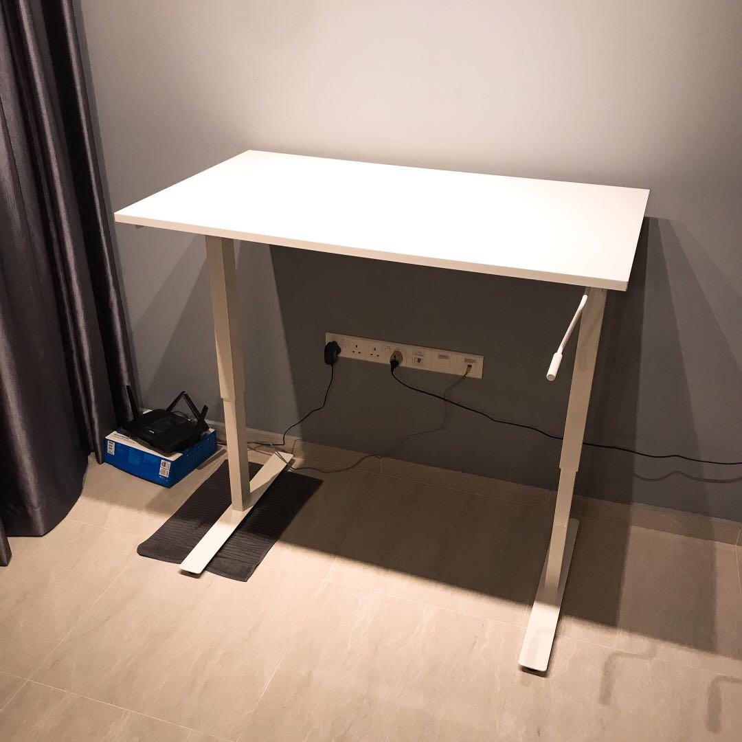 Ikea White Desk With Adjustable Height Furniture Tables Chairs On Carousell