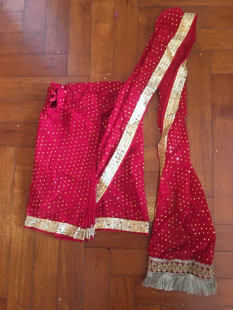 Georgette Red Kids Ready To Wear Fully Readymade Saree, Rs 995.00 | ID:  2849282844488