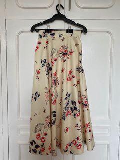  Floral Long Skirt w/side pocket (Free Size)