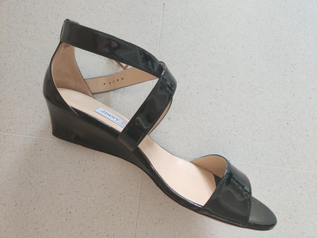 black patent wedge heels