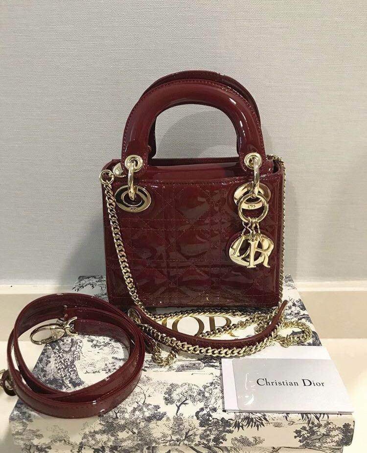 Instock Sale Price Reduced Lady Dior Mini Patent Red Luxury Bags Wallets Handbags On Carousell