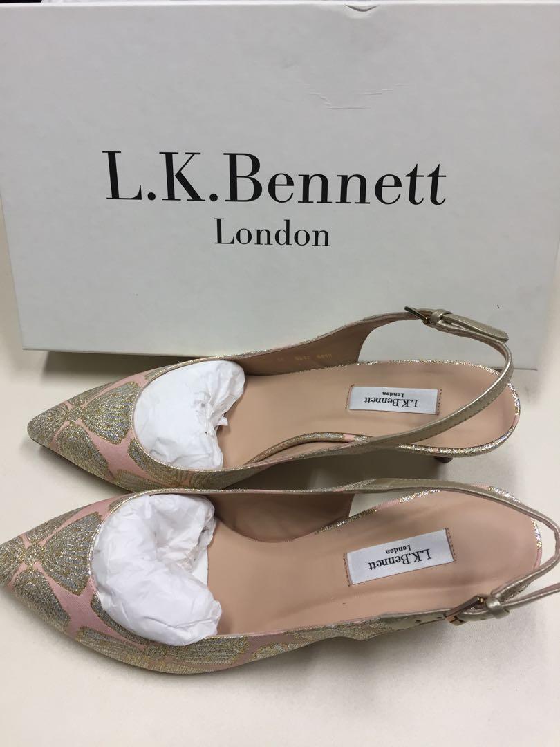 LK Bennett Ava Pink Jacquard Court Shoes Slingback EU38 Brand New with Box