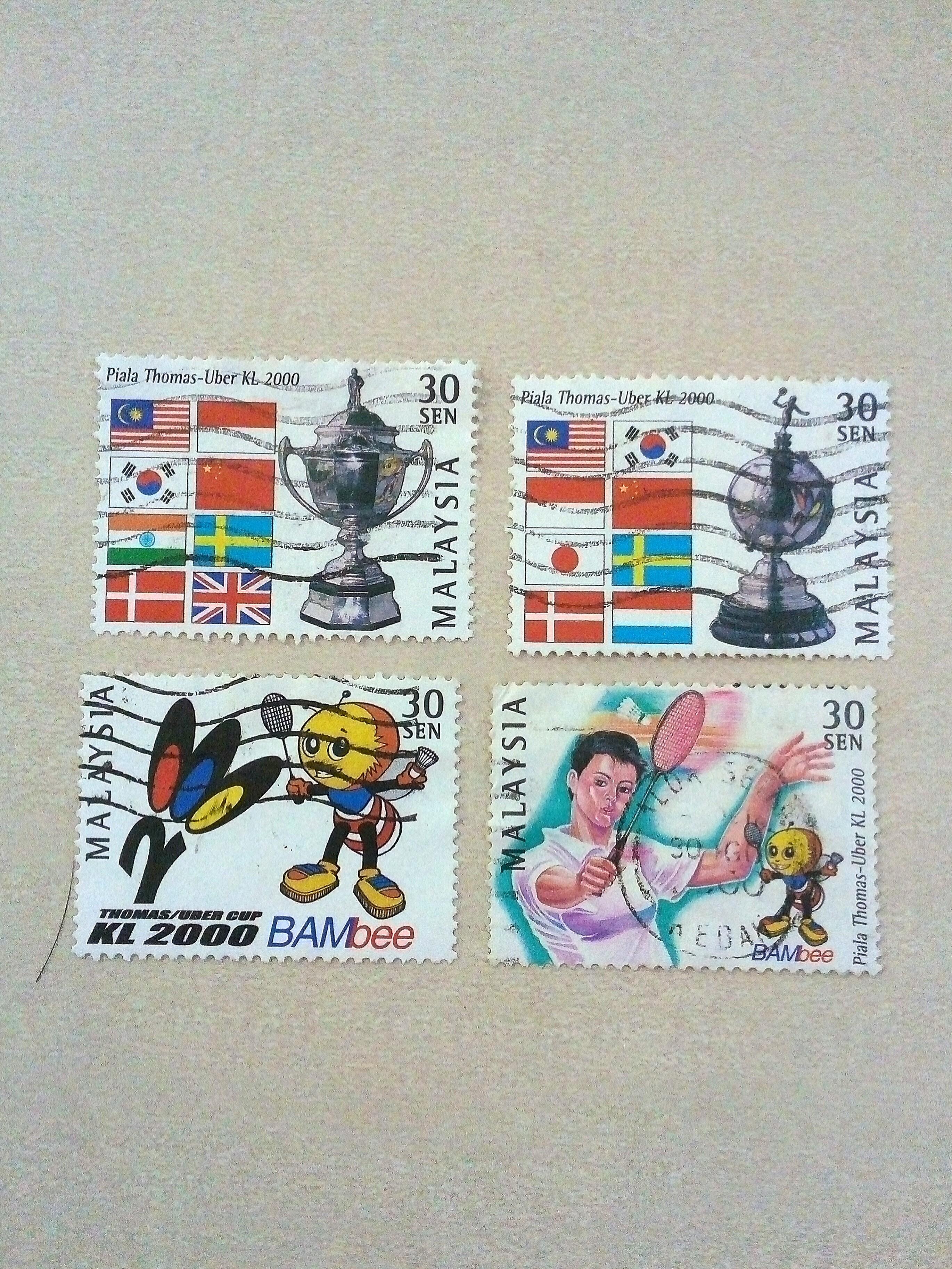 Malaysia stamps Piala Thomas- Uber KL 2000 (4 stamps), Antiques 