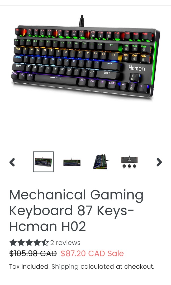 Mechanical Gaming Keyboard 87 Keys - Hcman H02