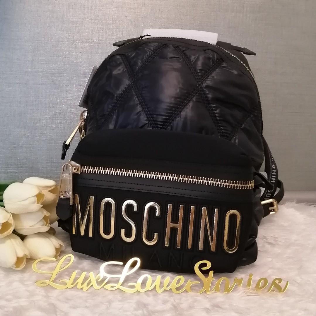 moschino quilted nylon backpack