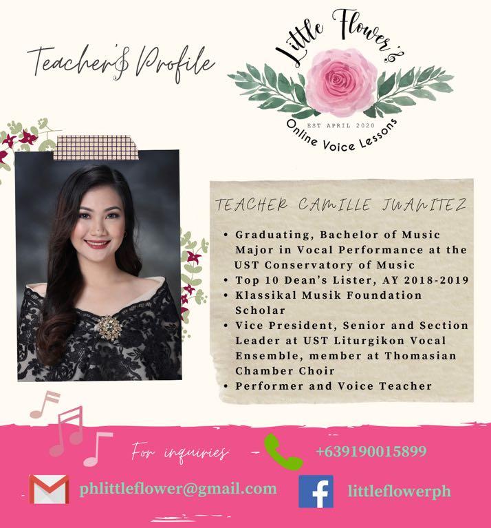 Piano Lessons (Category: Musical Instruments) located in Iloilo. Submitted by skylab79 (Listing ID 1023806562, Image 3). Description: Kindly visit their IG/FB account for your inquiries. Little Flower’s Performing Arts Academy. Offers online, face to face and home service music lesson. Thank you and God bless! 🌸🎶 Teachers from UP and UST..