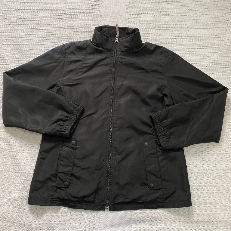 Plain Black Windbreaker w Hidden Hood Men s Fashion Coats