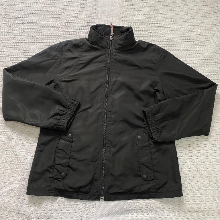 Plain Black Windbreaker w Hidden Hood Men s Fashion Coats