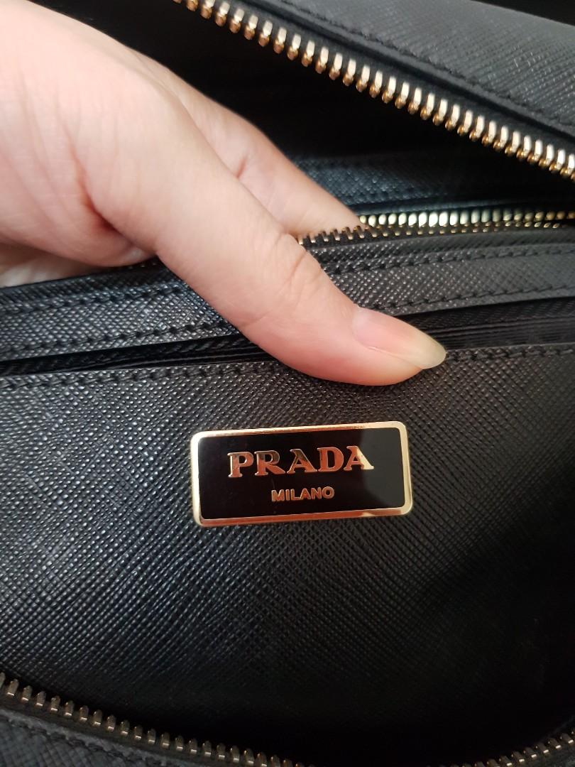 Prada Pattina Saffiano Patent Leather Shoulder Bag, Ink Blue