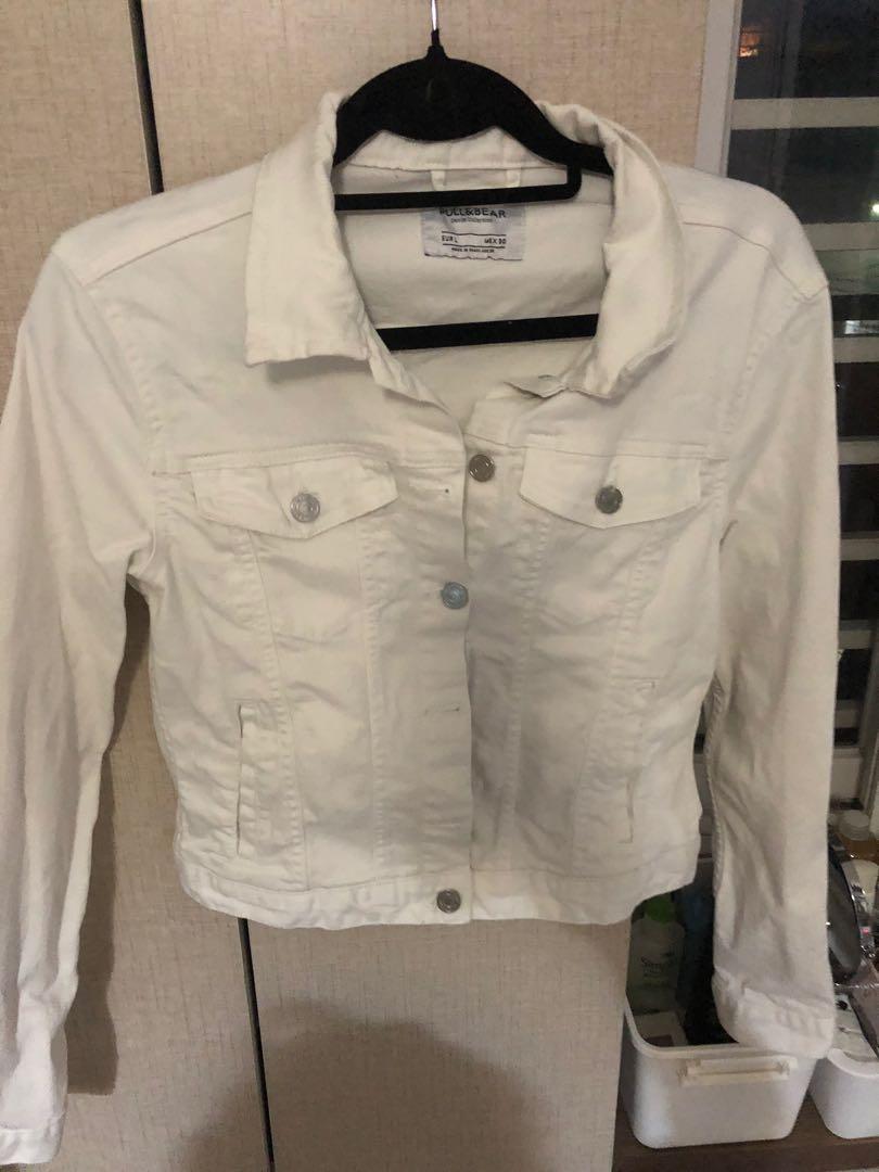 pull and bear white denim jacket