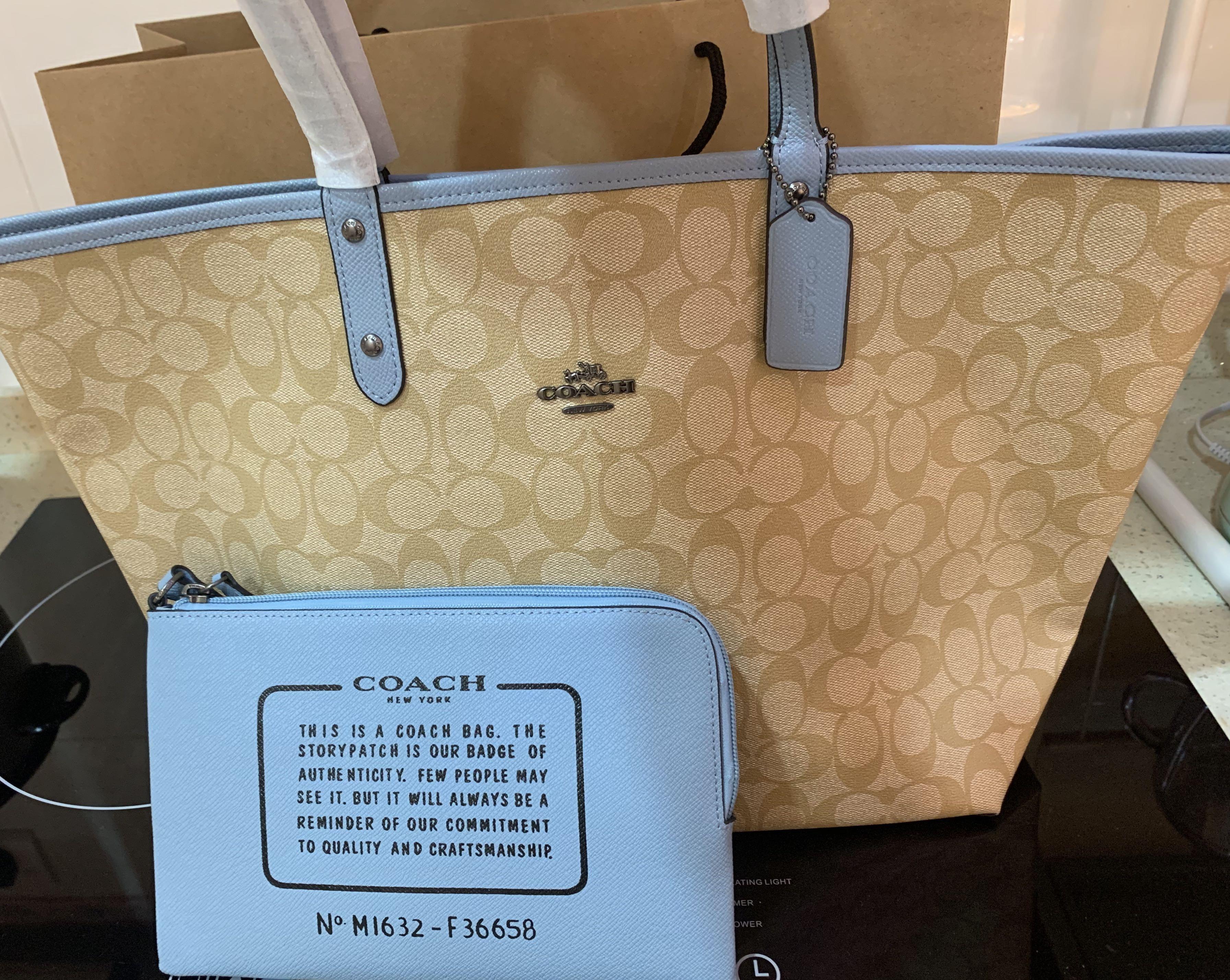 Coach reversible hot sale tote blue