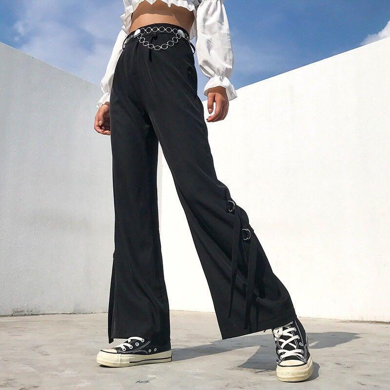 black high waisted flowy pants