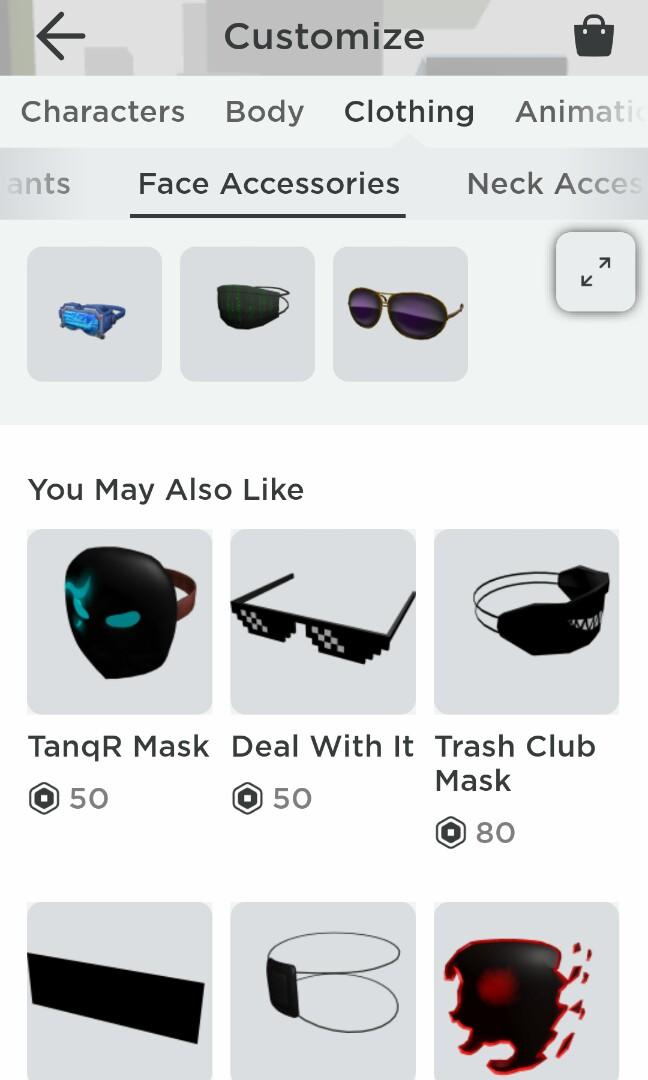 Roblox Account Toys Games Video Gaming Video Games On Carousell - roblox tanqr mask
