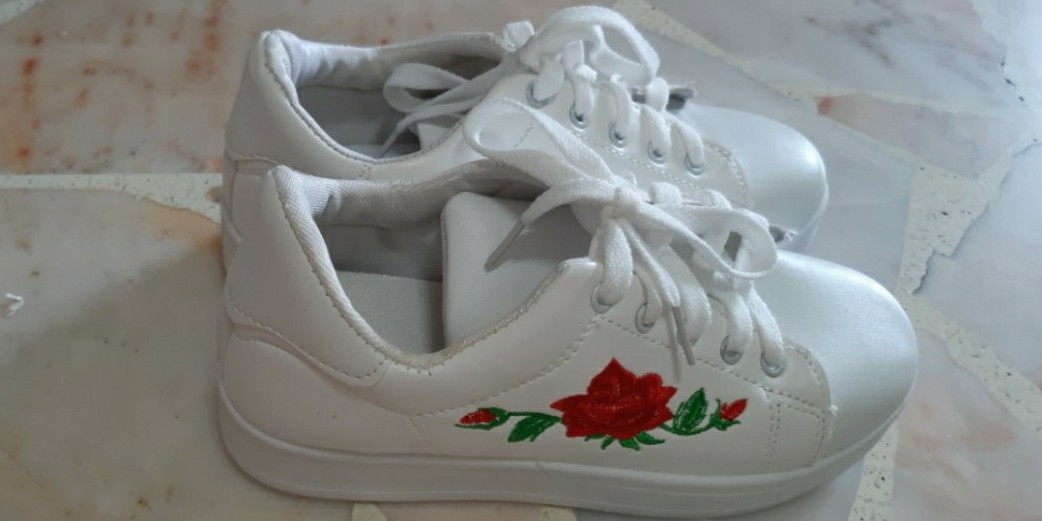 rose embroidered sneakers