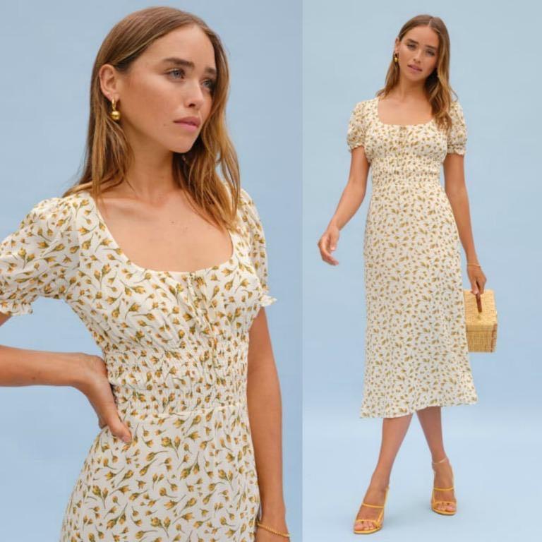 Smocked floral midi dress Clearance