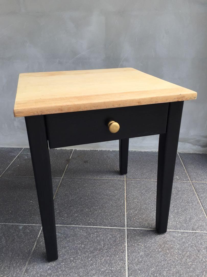 Side table (Category: Tables & Sets) located in Singapore. Submitted by jiexxxx (Listing ID 1023877964, Image 2). Description: Refurbished:) Black,gold and wood.