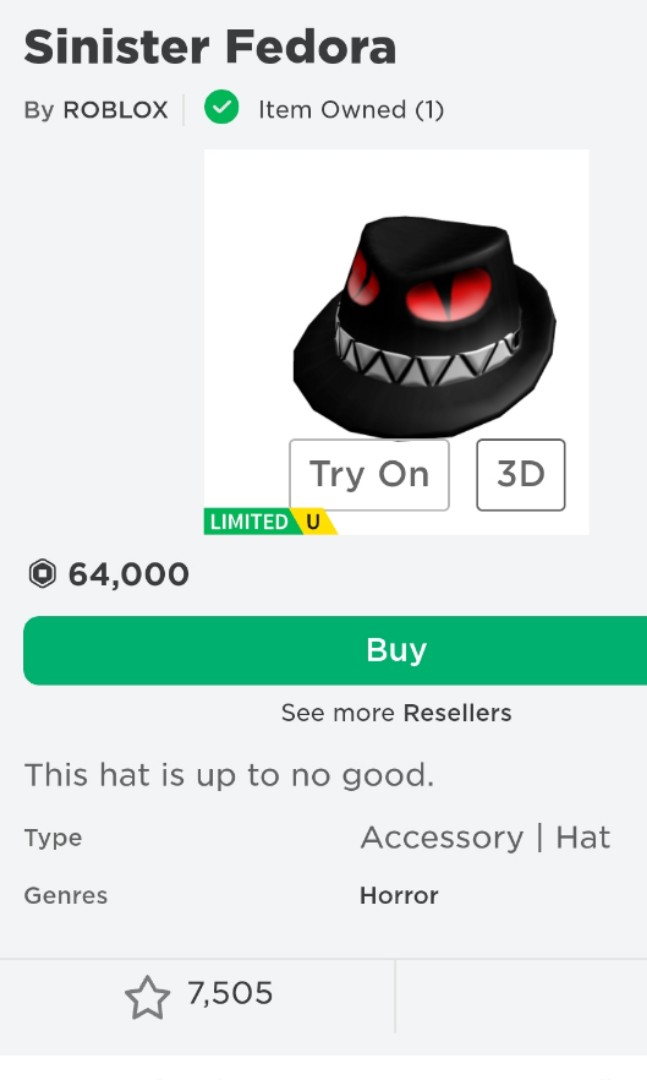 Roblox Sinister Fedora Toys Games Video Gaming In Game Products On Carousell - sinister m roblox