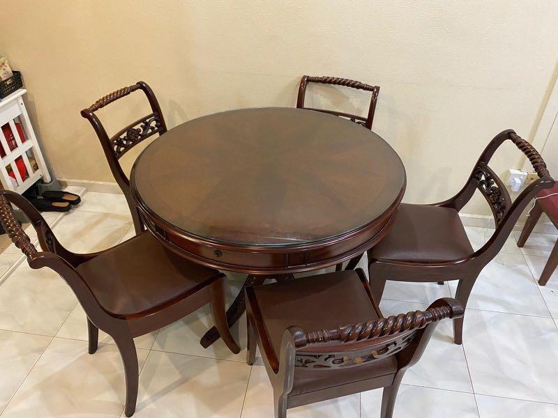 Solid Wood Oriental Dining Table And Chairs Ser Furniture Tables Chairs On Carousell