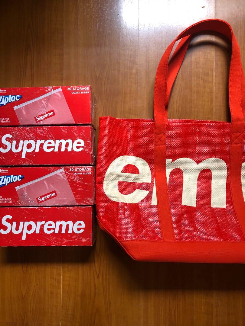 Supreme raffia tote bag/Supreme Ziploc, Men's Fashion, Bags, Sling 