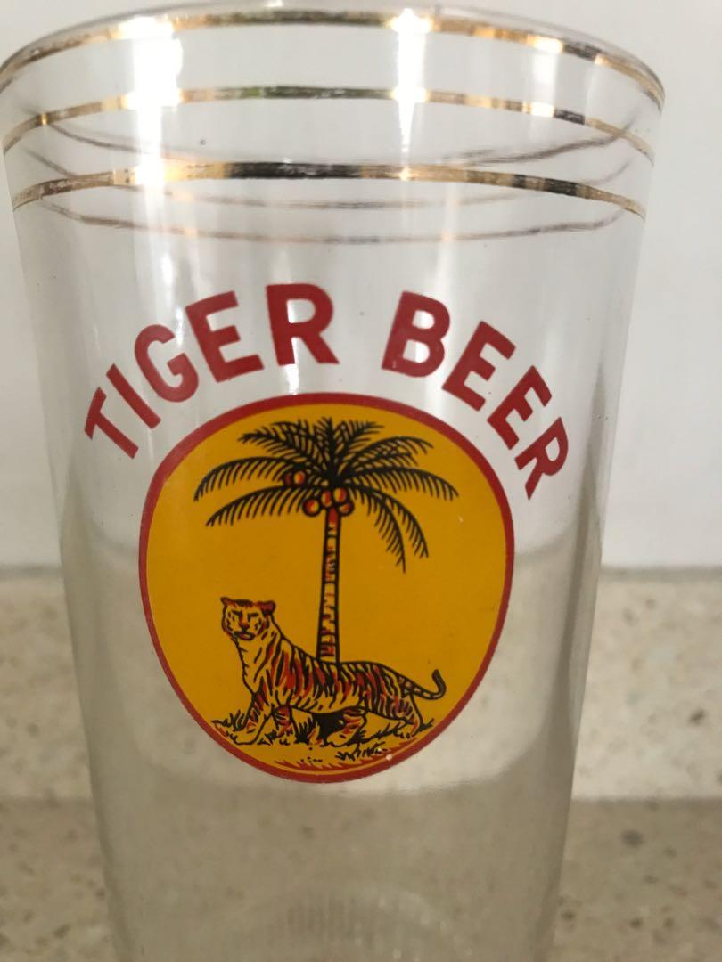 Tiger beer mug vintage retro glass cup, Vintage & Collectibles, Vintage