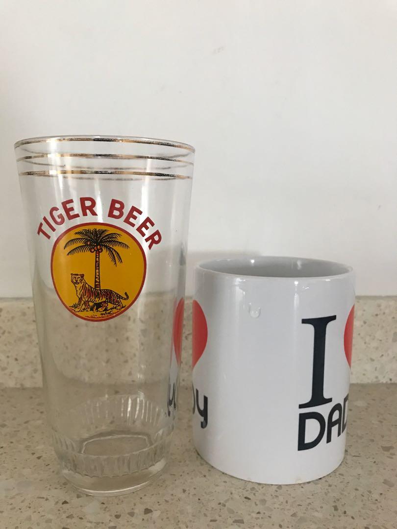 Tiger beer mug vintage retro glass cup, Vintage & Collectibles, Vintage