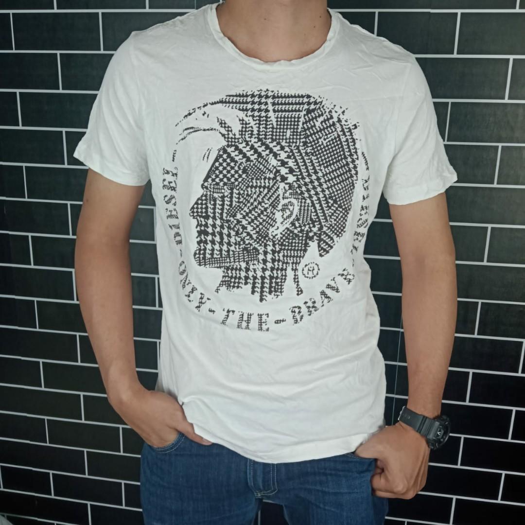 T Shirt diesel only the brave Fesyen Pria Pakaian Atasan di Carousell
