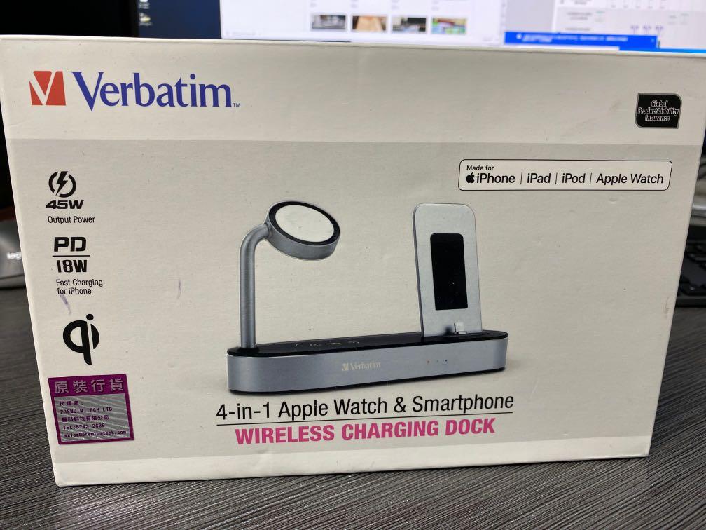 Verbatim 4 in 1 apple watch & smartphone hotsell wireless charging dock