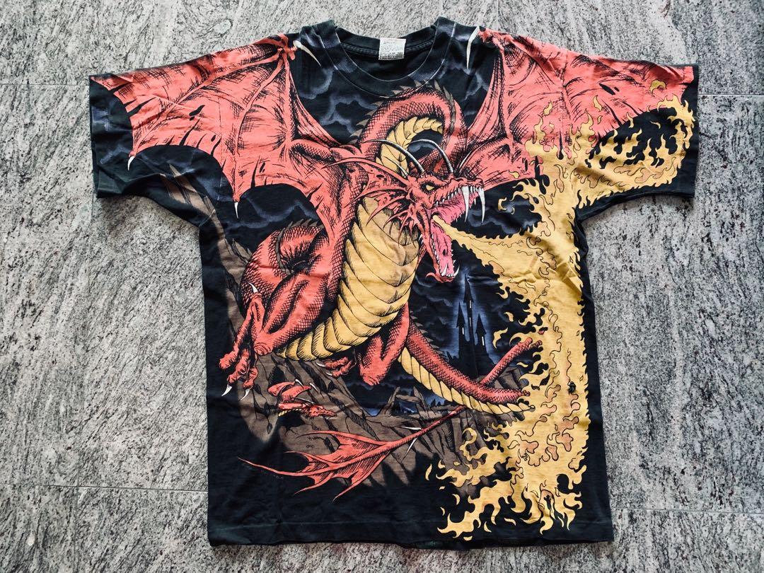 Vintage liquid blue USA dragon tee t 