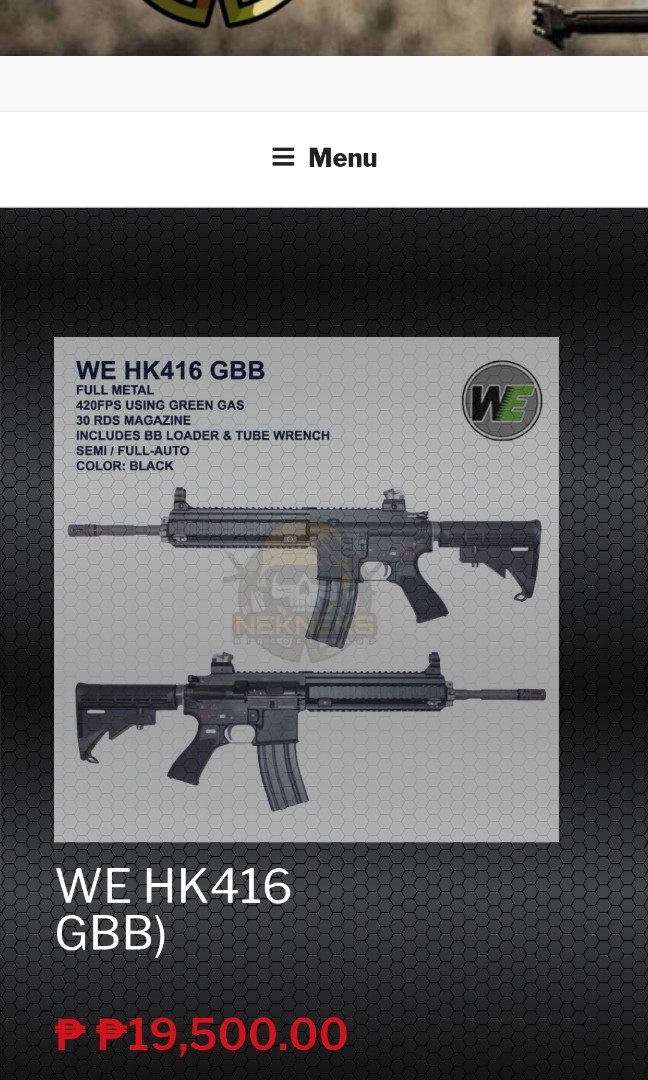 We Hk416 Gas Blow Back Rifle Open Bolt Sports Airsoft On Carousell