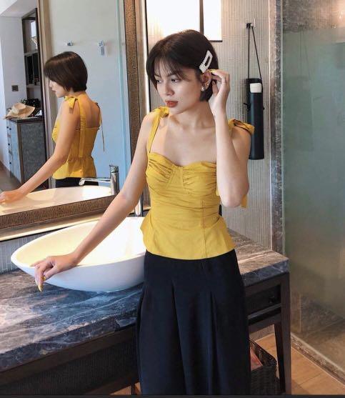 yellow milkmaid top
