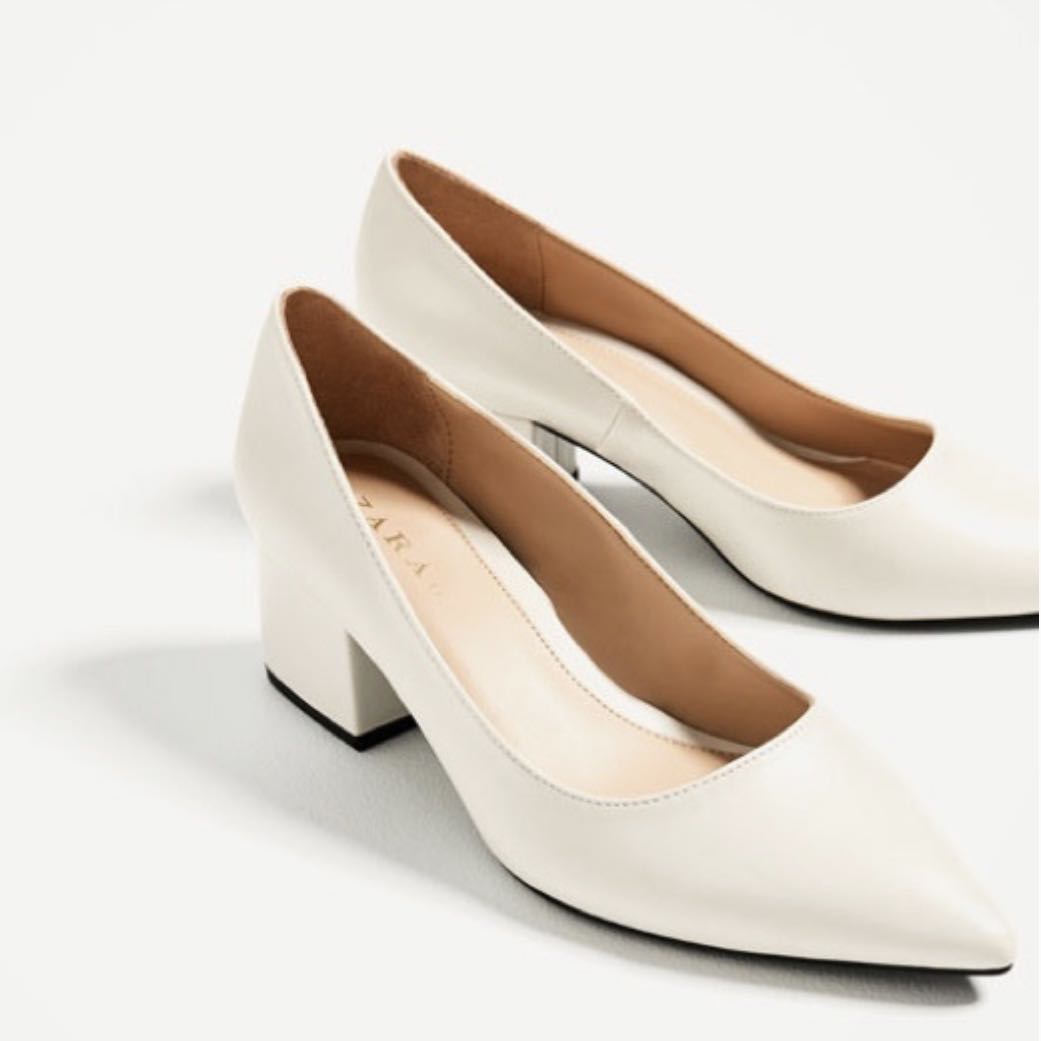 zara white block heel