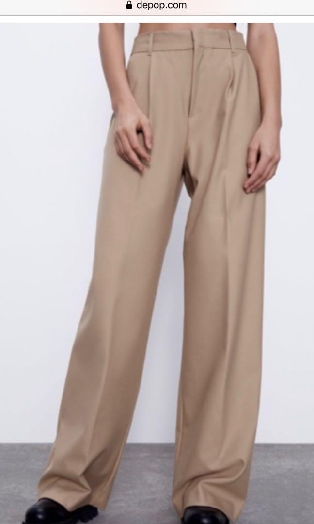 Zara Cargo Pants Trousers Wide Beige Size XS Bloggers Favorite | eBay