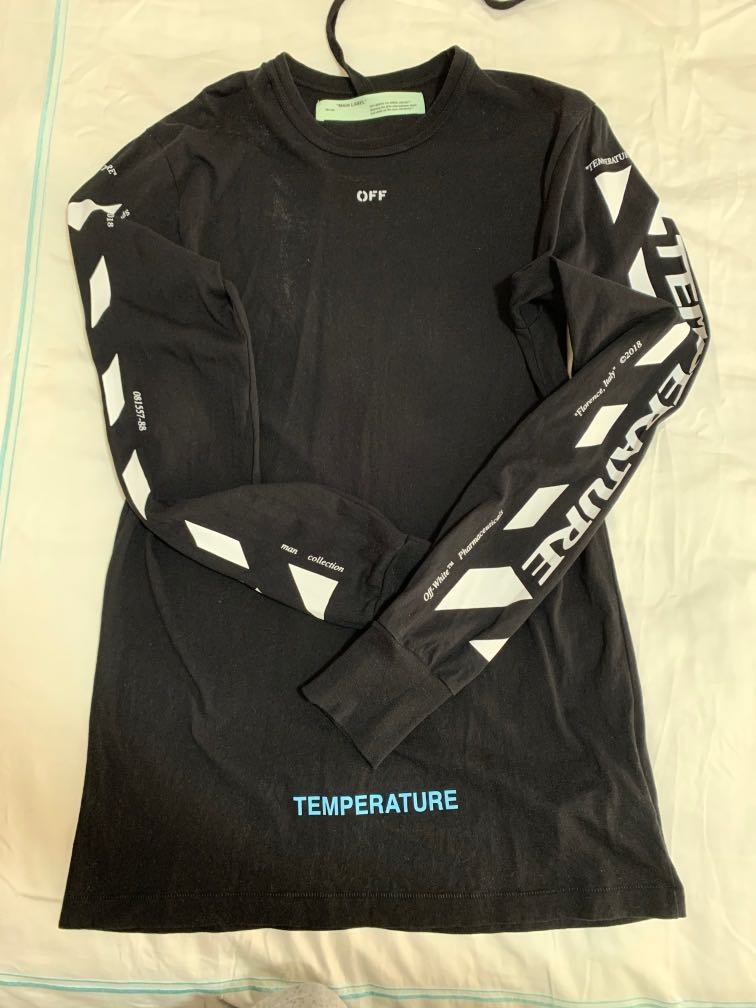 2018 Off White Temperature long sleeve tee M Men s Fashion Tops Sets Tshirts Polo Shirts on Carousell