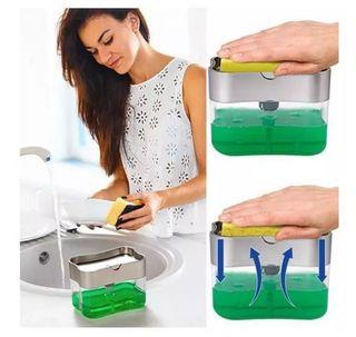 2 in 1 Kitchen Soap Dispenser with Pump and Sponge
