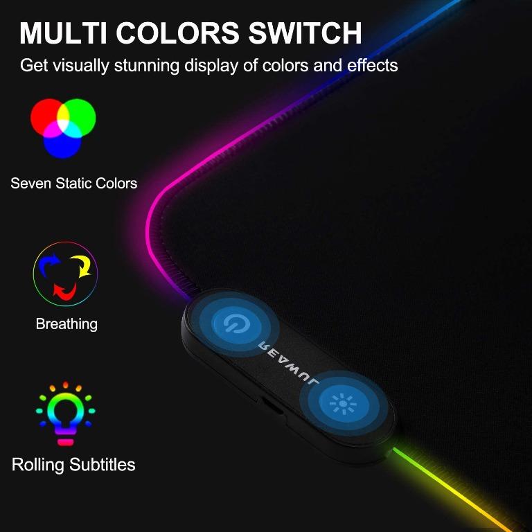 Large RGB Gaming Mouse Pad -15 Light Modes Touch Control Extended Soft  Computer Keyboard Mat Non-Slip Rubber Base for Gamer Esports Pros 31.5X11.8  in