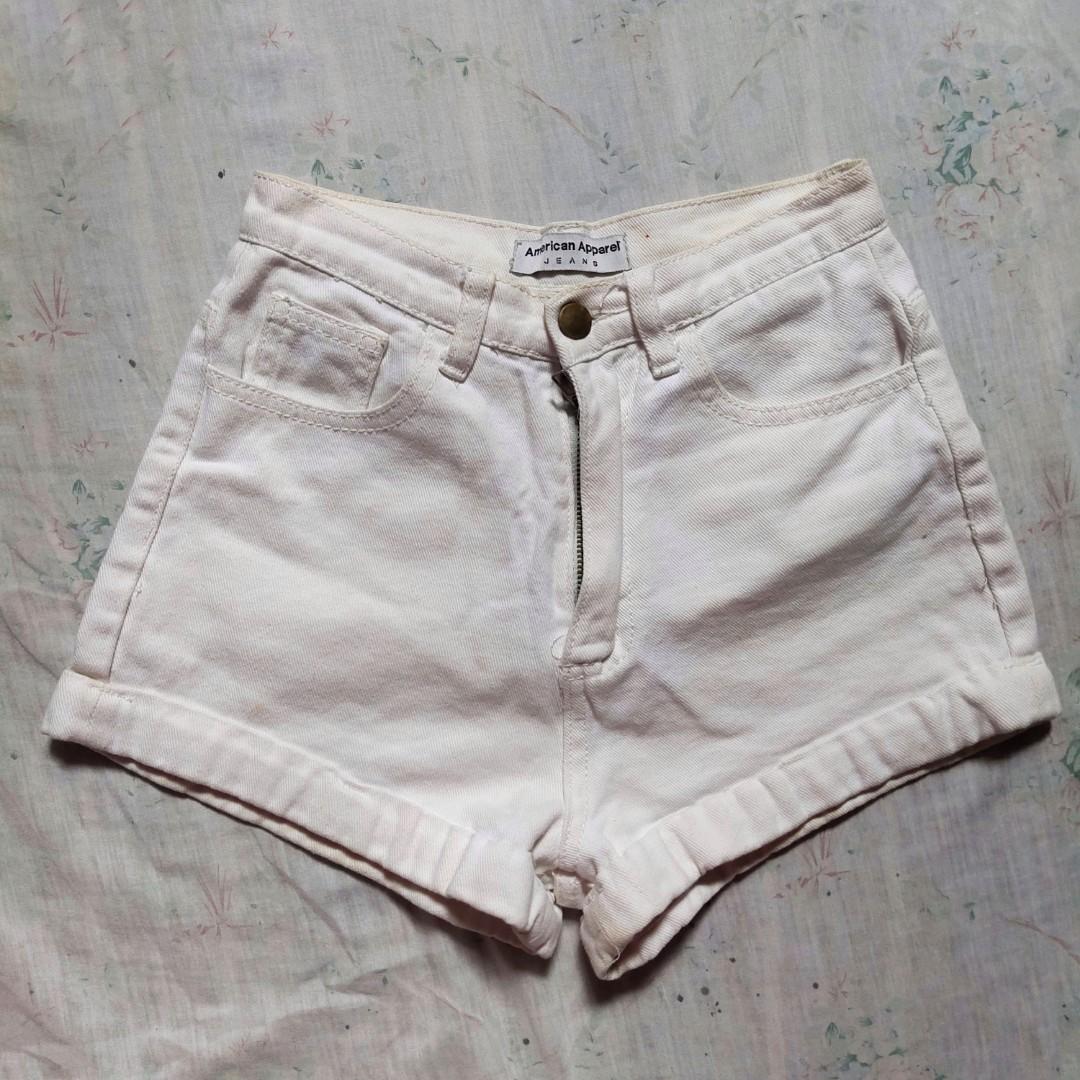 american apparel white denim shorts, Women's Fashion, Bottoms 