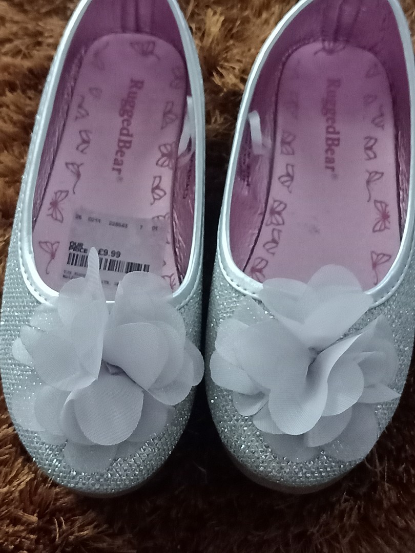 Gucci Silver Toddler Glitter Ballet Flat with Bow Formal Shoes Gucci Silver Toddler Glitter Ballet Flat with Bow Formal Shoes