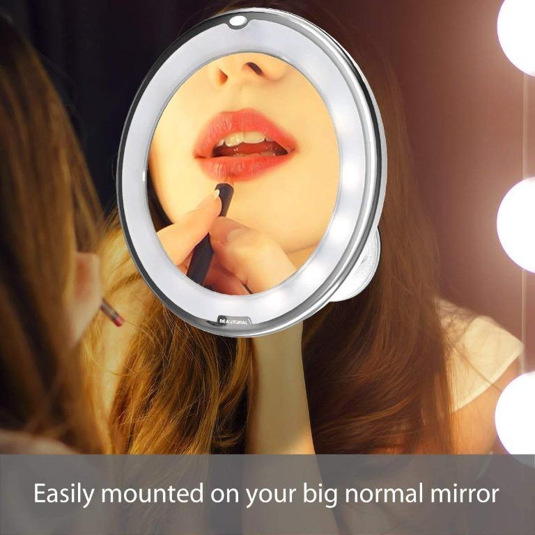 10x Magnifying Makeup Mirror With Led, Beautural 10x Magnifying Lighted Vanity Makeup Mirror