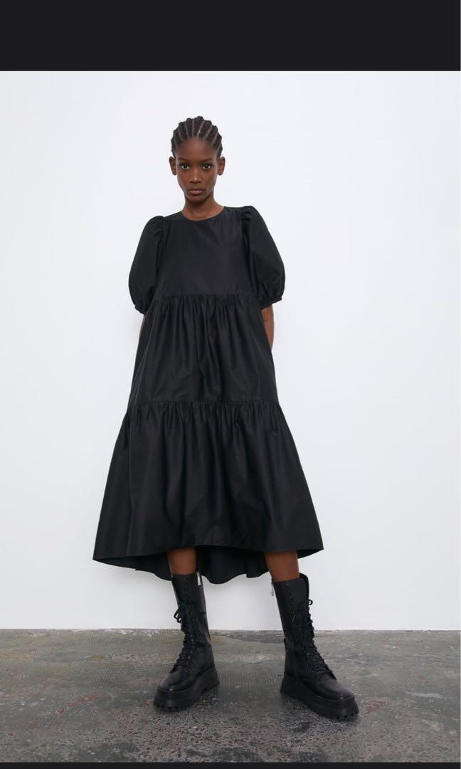 BNWT ZARA black poplin maxi dress ...