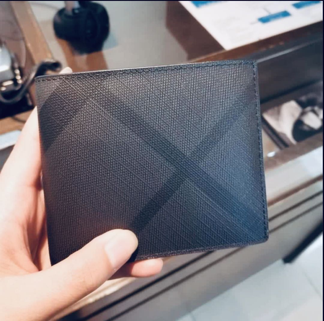 Burberry Men's London Check and International Bifold Wallet - Charcoal,  Luxury, Bags & Wallets on Carousell