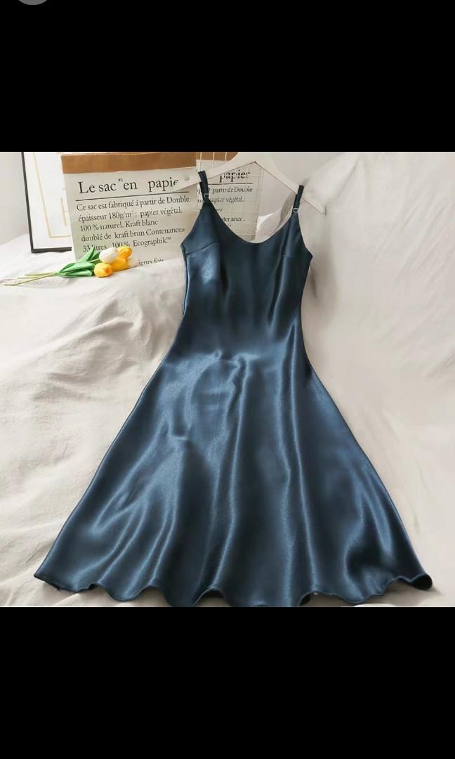 navy blue silk dress