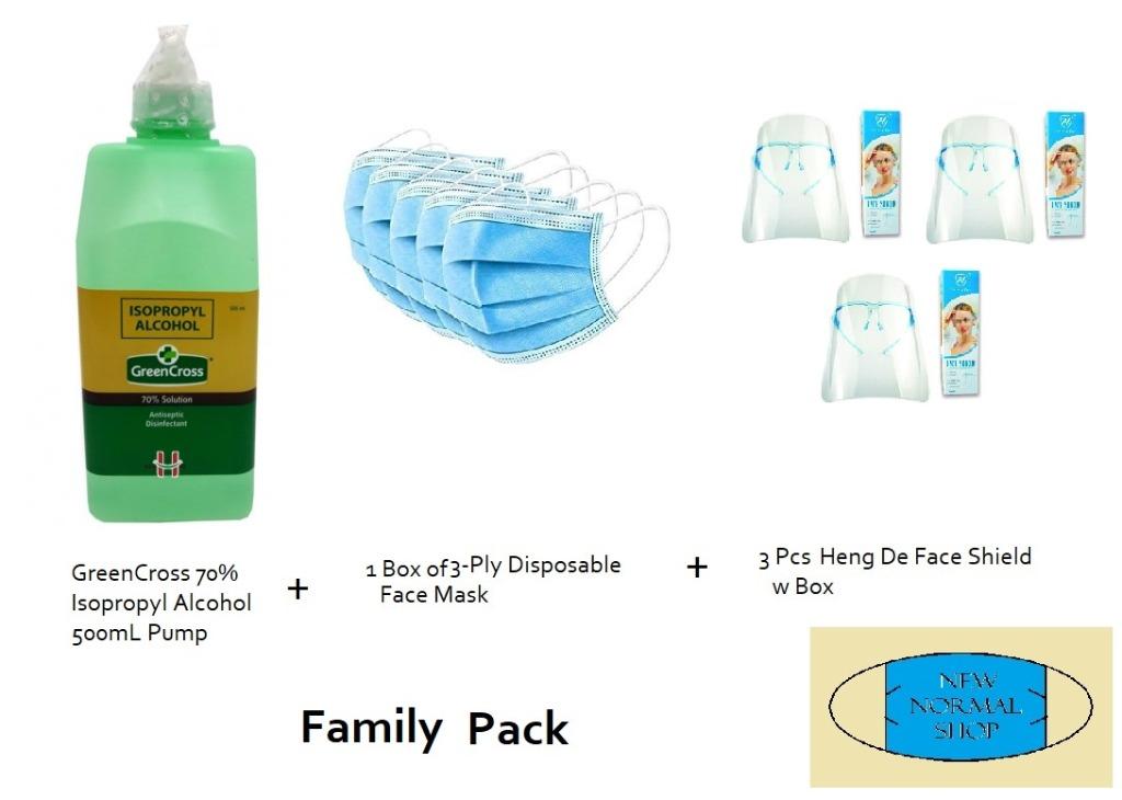 Family Pack ALcohol, Face Mask, Face Shield, Beauty & Personal Care